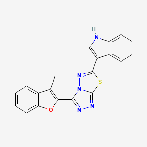 molecular formula C20H13N5OS B1188420 3-[3-(3-methyl-1-benzofuran-2-yl)[1,2,4]triazolo[3,4-b][1,3,4]thiadiazol-6-yl]-1H-indole 