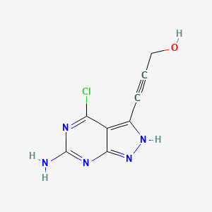 molecular formula C8H6ClN5O B11884200 3-(6-Amino-4-chloro-1H-pyrazolo[3,4-d]pyrimidin-3-yl)prop-2-yn-1-ol 