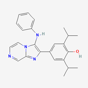molecular formula C24H26N4O B1188430 4-(3-Anilinoimidazo[1,2-a]pyrazin-2-yl)-2,6-diisopropylphenol 