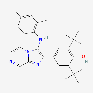 molecular formula C28H34N4O B1188431 2,6-Ditert-butyl-4-[3-(2,4-dimethylanilino)imidazo[1,2-a]pyrazin-2-yl]phenol 