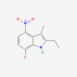 molecular formula C11H11FN2O2 B11884323 2-Ethyl-7-fluoro-3-methyl-4-nitro-1H-indole 