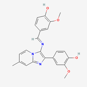molecular formula C23H21N3O4 B1188435 4-{3-[(4-Hydroxy-3-methoxybenzylidene)amino]-7-methylimidazo[1,2-a]pyridin-2-yl}-2-methoxyphenol 