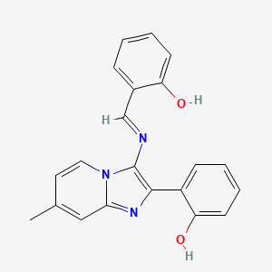 molecular formula C21H17N3O2 B1188437 2-{3-[(2-Hydroxybenzylidene)amino]-7-methylimidazo[1,2-a]pyridin-2-yl}phenol 