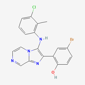 4-Bromo-2-[3-(3-chloro-2-methylanilino)imidazo[1,2-a]pyrazin-2-yl]phenol