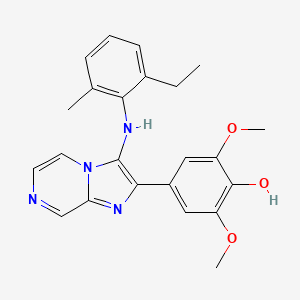 molecular formula C23H24N4O3 B1188439 4-[3-(2-Ethyl-6-methylanilino)imidazo[1,2-a]pyrazin-2-yl]-2,6-dimethoxyphenol 