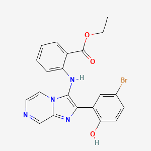 Ethyl 2-{[2-(5-bromo-2-hydroxyphenyl)imidazo[1,2-a]pyrazin-3-yl]amino}benzoate