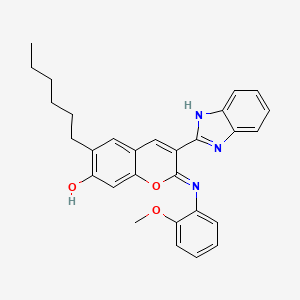 molecular formula C29H29N3O3 B1188455 3-(1H-benzimidazol-2-yl)-6-hexyl-2-[(2-methoxyphenyl)imino]-2H-chromen-7-ol 