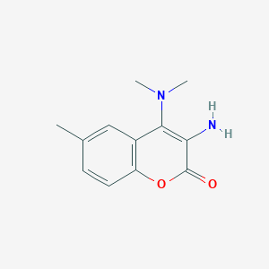 molecular formula C12H14N2O2 B11884620 3-Amino-4-(dimethylamino)-6-methyl-2H-chromen-2-one 