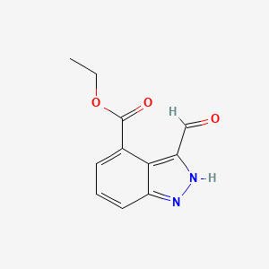 molecular formula C11H10N2O3 B11884778 Ethyl 3-formyl-1H-indazole-4-carboxylate 