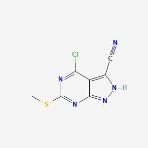 molecular formula C7H4ClN5S B11884812 4-Chloro-6-(methylthio)-1H-pyrazolo[3,4-d]pyrimidine-3-carbonitrile 