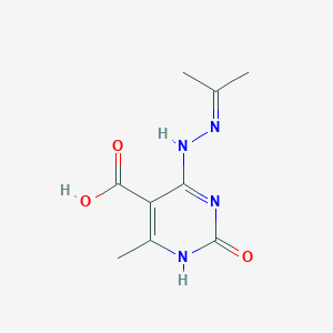 molecular formula C9H12N4O3 B11884901 2-Hydroxy-4-methyl-6-(2-(propan-2-ylidene)hydrazinyl)pyrimidine-5-carboxylic acid 