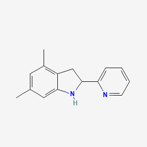 molecular formula C15H16N2 B11884990 4,6-Dimethyl-2-(pyridin-2-yl)indoline 