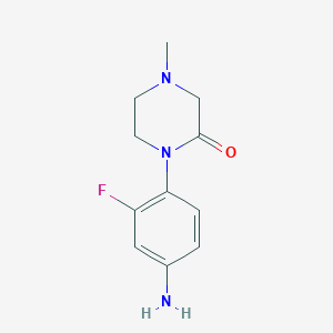 molecular formula C11H14FN3O B11884991 1-(4-Amino-2-fluorophenyl)-4-methylpiperazin-2-one 