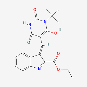 molecular formula C20H21N3O5 B1188542 ethyl 3-[(1-tert-butyl-2,4,6-trioxotetrahydro-5(2H)-pyrimidinylidene)methyl]-1H-indole-2-carboxylate 