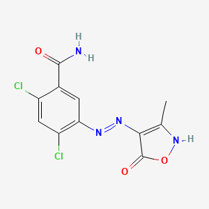 molecular formula C11H8Cl2N4O3 B1188578 2,4-dichloro-5-[2-(3-methyl-5-oxo-4(5H)-isoxazolylidene)hydrazino]benzamide 