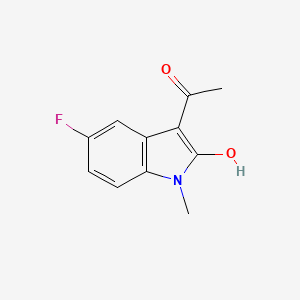 molecular formula C11H10FNO2 B1188594 1-(5-fluoro-2-hydroxy-1-methyl-1H-indol-3-yl)ethanone 