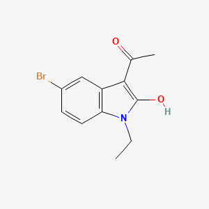 molecular formula C12H12BrNO2 B1188599 1-(5-bromo-1-ethyl-2-hydroxy-1H-indol-3-yl)ethanone 