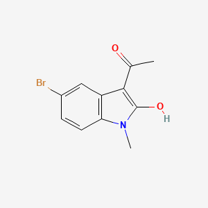 molecular formula C11H10BrNO2 B1188600 1-(5-bromo-2-hydroxy-1-methyl-1H-indol-3-yl)ethanone 