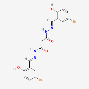molecular formula C17H14Br2N4O4 B1188603 N'~1~,N'~3~-bis[(E)-(5-bromo-2-hydroxyphenyl)methylidene]propanedihydrazide 