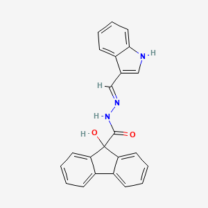 molecular formula C23H17N3O2 B1188607 9-hydroxy-N'-(1H-indol-3-ylmethylene)-9H-fluorene-9-carbohydrazide 