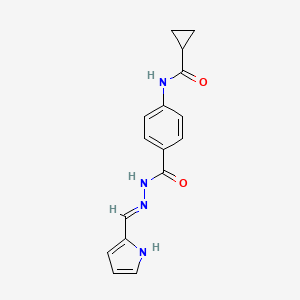 molecular formula C16H16N4O2 B1188611 N-(4-{[2-(1H-pyrrol-2-ylmethylene)hydrazino]carbonyl}phenyl)cyclopropanecarboxamide 