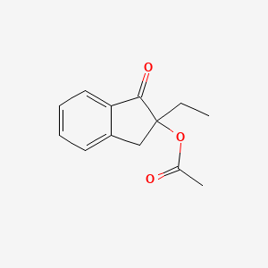 molecular formula C13H14O3 B11886356 2-Ethyl-1-oxo-2,3-dihydro-1H-inden-2-yl acetate 