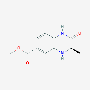 molecular formula C11H12N2O3 B11886476 (R)-Methyl 3-methyl-2-oxo-1,2,3,4-tetrahydroquinoxaline-6-carboxylate 