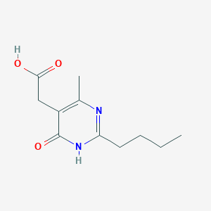 molecular formula C11H16N2O3 B11886590 2-butyl-1,6-dihydro-4-methyl-6-oxo-5-Pyrimidineacetic acid 