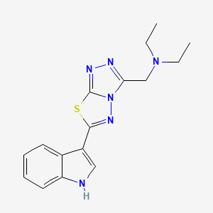 molecular formula C16H18N6S B1188661 N-ethyl-N-{[6-(1H-indol-3-yl)[1,2,4]triazolo[3,4-b][1,3,4]thiadiazol-3-yl]methyl}ethanamine 