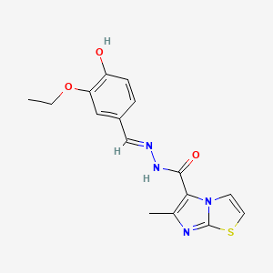 molecular formula C16H16N4O3S B1188671 N'-(3-ethoxy-4-hydroxybenzylidene)-6-methylimidazo[2,1-b][1,3]thiazole-5-carbohydrazide 