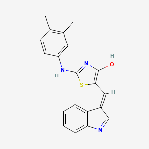 molecular formula C20H17N3OS B1188676 2-[(3,4-dimethylphenyl)imino]-5-(1H-indol-3-ylmethylene)-1,3-thiazolidin-4-one 
