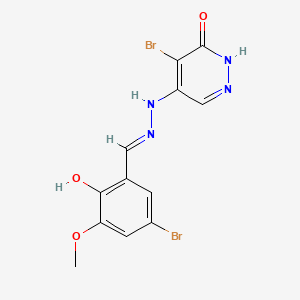 molecular formula C12H10Br2N4O3 B1188678 5-Bromo-2-hydroxy-3-methoxybenzaldehyde (5-bromo-6-oxo-1,6-dihydro-4-pyridazinyl)hydrazone 