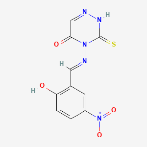 molecular formula C10H7N5O4S B1188679 4-[(2-hydroxy-5-nitrobenzylidene)amino]-3-thioxo-3,4-dihydro-1,2,4-triazin-5(2H)-one 