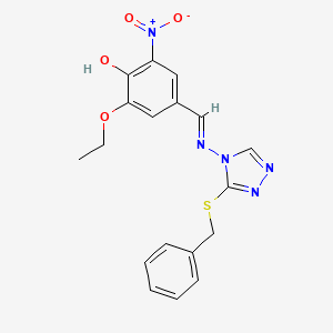 molecular formula C18H17N5O4S B1188683 4-({[3-(benzylsulfanyl)-4H-1,2,4-triazol-4-yl]imino}methyl)-2-ethoxy-6-nitrophenol 