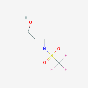 molecular formula C5H8F3NO3S B11886835 (1-Trifluoromethanesulfonylazetidin-3-yl)methanol 