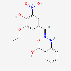 molecular formula C16H15N3O6 B1188686 2-[2-(3-Ethoxy-4-hydroxy-5-nitrobenzylidene)hydrazino]benzoic acid 