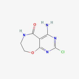 molecular formula C7H7ClN4O2 B11886897 4-amino-2-chloro-5H,6H,7H,8H-pyrimido[5,4-f][1,4]oxazepin-5-one 