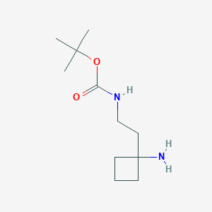 molecular formula C11H22N2O2 B11887088 1-Amino-1-[2-(tert-butoxycarbonylamino)ethyl]cyclobutane 