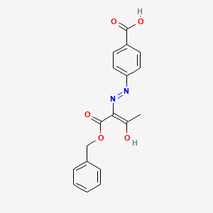 molecular formula C18H16N2O5 B1188714 4-(2-{1-[(Benzyloxy)carbonyl]-2-oxopropylidene}hydrazino)benzoic acid 