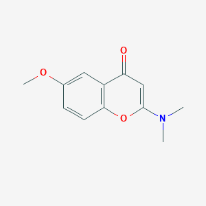 molecular formula C12H13NO3 B11887169 2-(Dimethylamino)-6-methoxy-4H-1-benzopyran-4-one CAS No. 175840-29-6