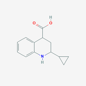 molecular formula C13H15NO2 B11887178 2-Cyclopropyl-1,2,3,4-tetrahydroquinoline-4-carboxylic acid 