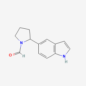 molecular formula C13H14N2O B11887322 2-(1H-Indol-5-yl)pyrrolidine-1-carbaldehyde 