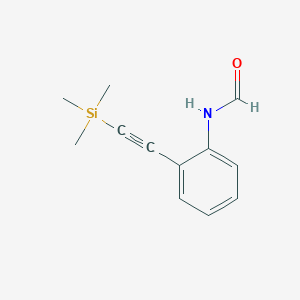 molecular formula C12H15NOSi B11887334 Formamide, N-[2-[(trimethylsilyl)ethynyl]phenyl]- CAS No. 112671-40-6