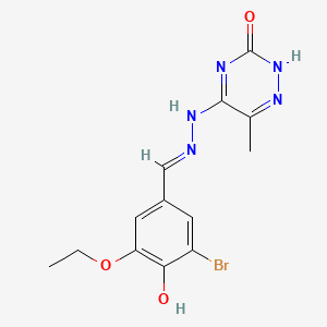 molecular formula C13H14BrN5O3 B1188739 (E)-5-(2-(3-bromo-5-ethoxy-4-hydroxybenzylidene)hydrazinyl)-6-methyl-1,2,4-triazin-3(2H)-one 