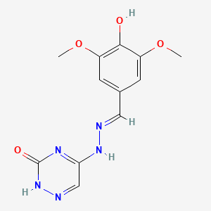 molecular formula C12H13N5O4 B1188741 4-Hydroxy-3,5-dimethoxybenzaldehyde (3-oxo-2,3-dihydro-1,2,4-triazin-5-yl)hydrazone 