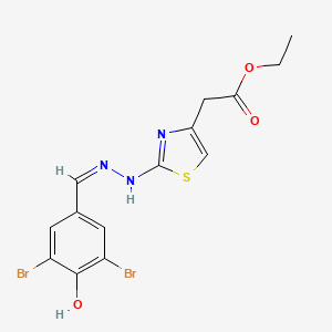 molecular formula C14H13Br2N3O3S B1188742 Ethyl {2-[2-(3,5-dibromo-4-hydroxybenzylidene)hydrazino]-1,3-thiazol-4-yl}acetate 