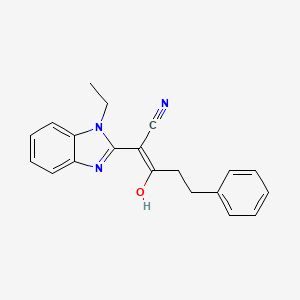 molecular formula C20H19N3O B1188743 2-(1-ethyl-1,3-dihydro-2H-benzimidazol-2-ylidene)-3-oxo-5-phenylpentanenitrile 