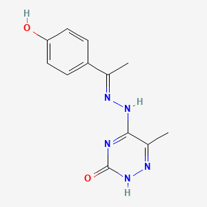 molecular formula C12H13N5O2 B1188750 5-{2-[1-(4-hydroxyphenyl)ethylidene]hydrazino}-6-methyl-1,2,4-triazin-3(2H)-one 