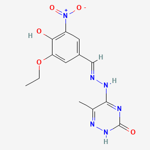 molecular formula C13H14N6O5 B1188751 3-Ethoxy-4-hydroxy-5-nitrobenzaldehyde (6-methyl-3-oxo-2,3-dihydro-1,2,4-triazin-5-yl)hydrazone 