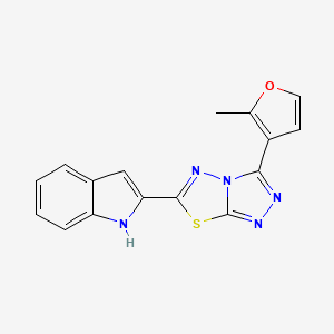 molecular formula C16H11N5OS B1188758 2-[3-(2-methyl-3-furyl)[1,2,4]triazolo[3,4-b][1,3,4]thiadiazol-6-yl]-1H-indole 